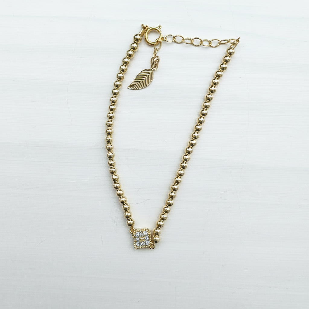 Tiny Crystal Clover Bracelet