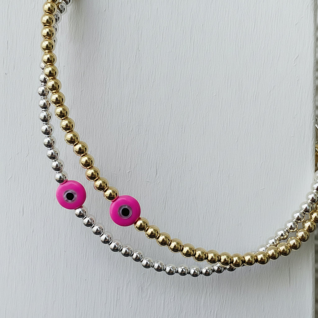 Pink Evil Eye Bracelet
