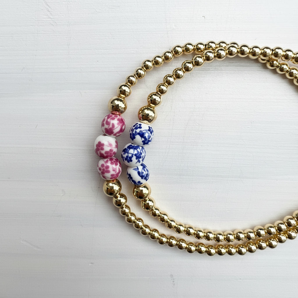 Triple Floral Bead Bracelet