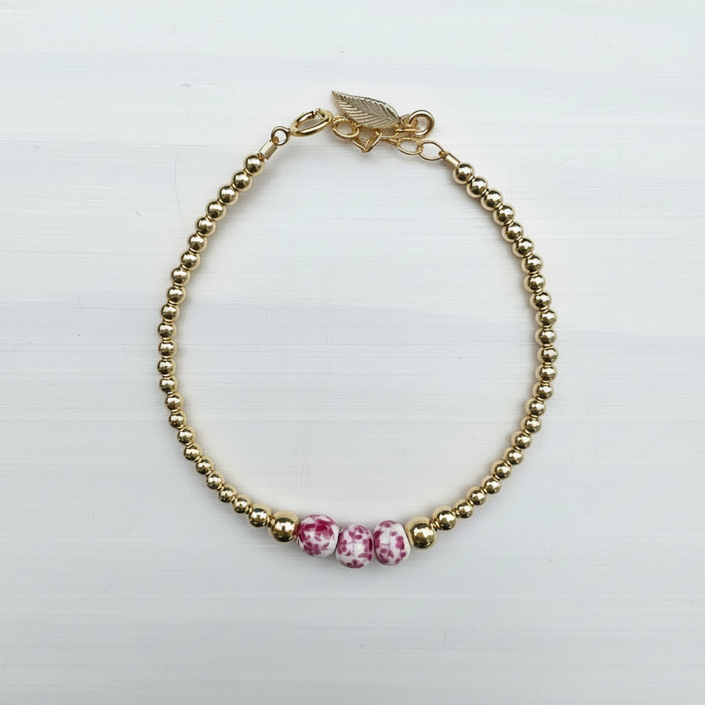 Triple Floral Bead Bracelet