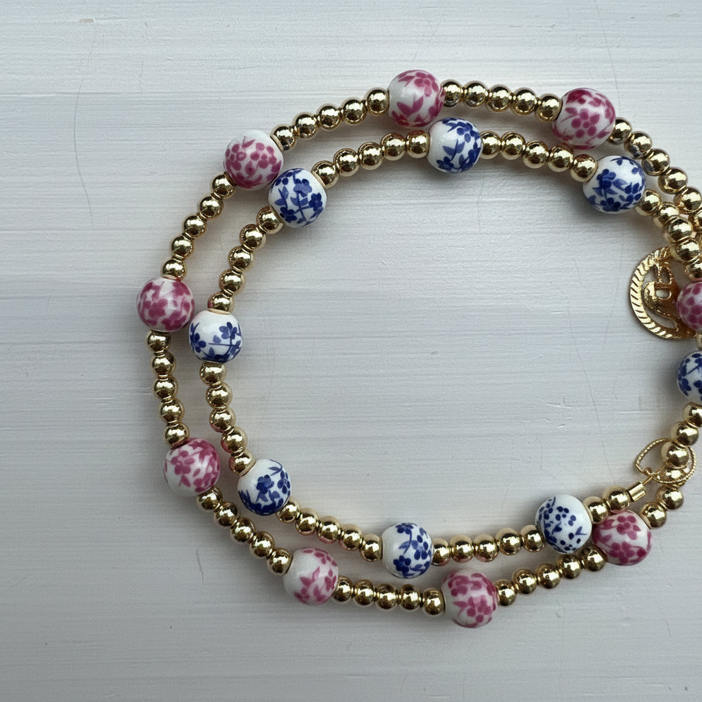 Multi Floral Bead Bracelet