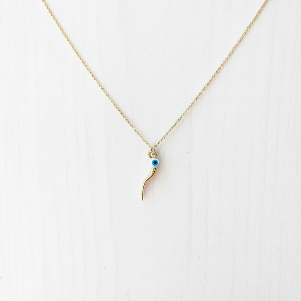 Italian Horn & Evil Eye Necklace