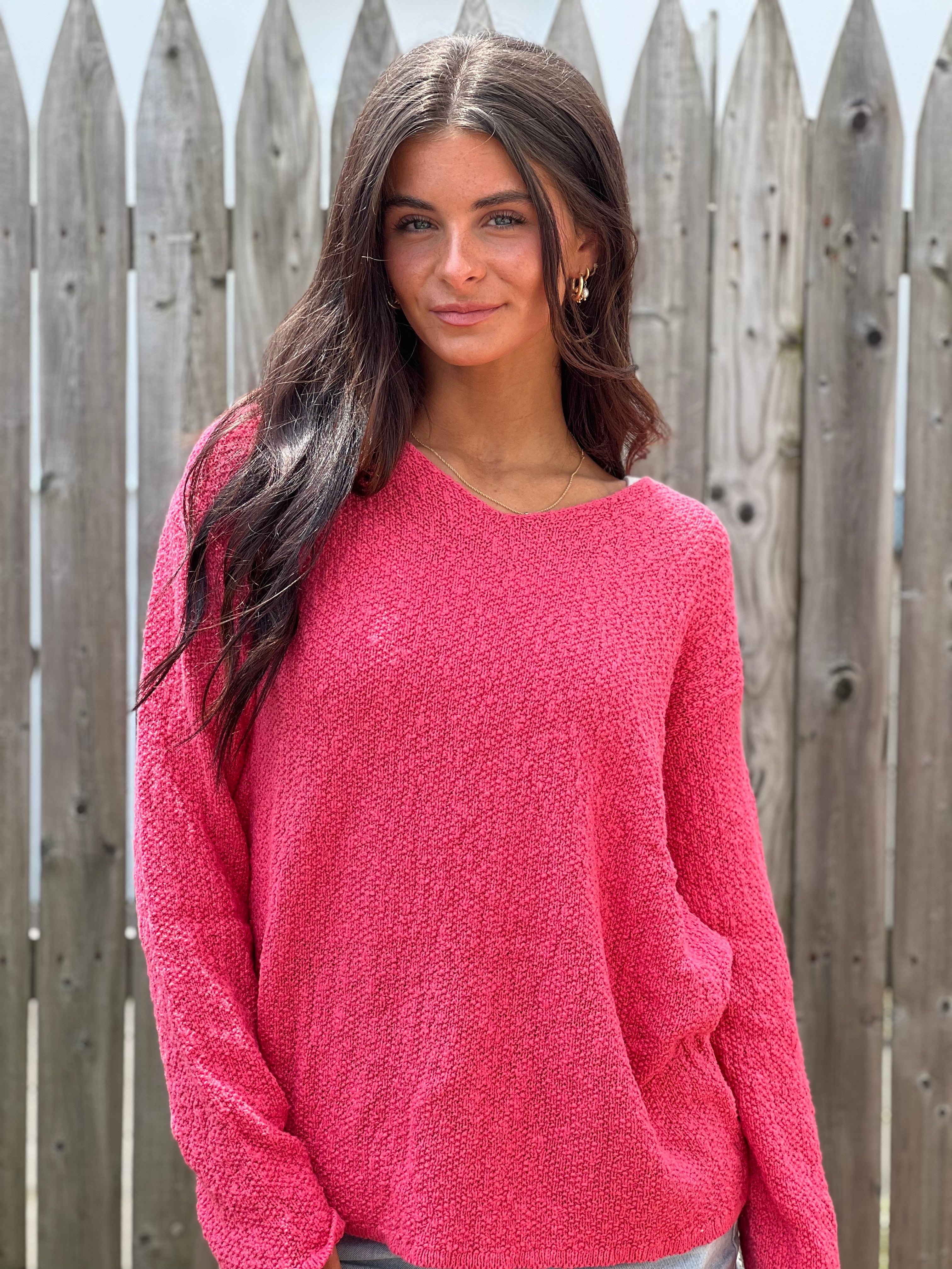V-Neck Seed Stitch Sweater
