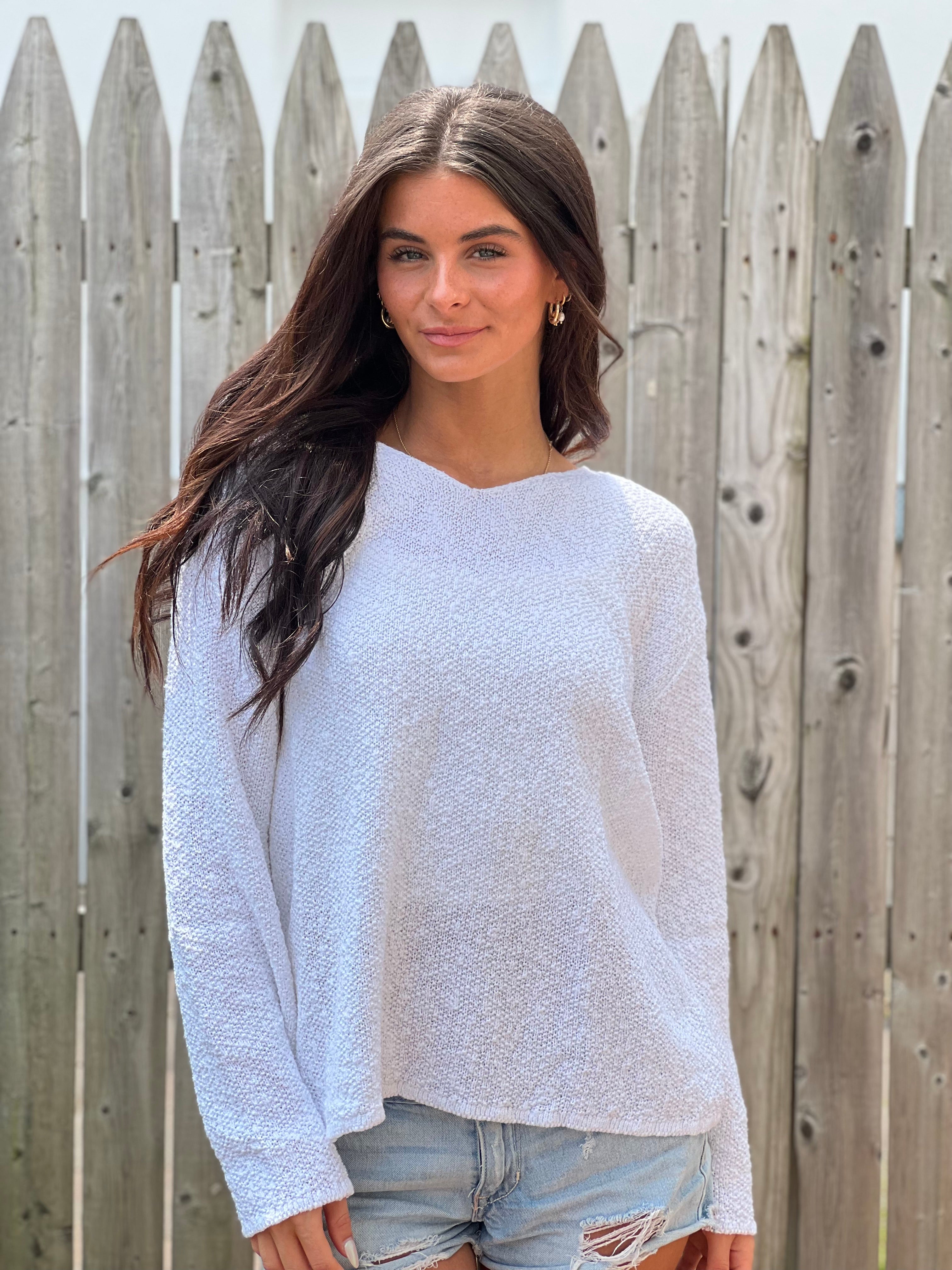 V-Neck Seed Stitch Sweater