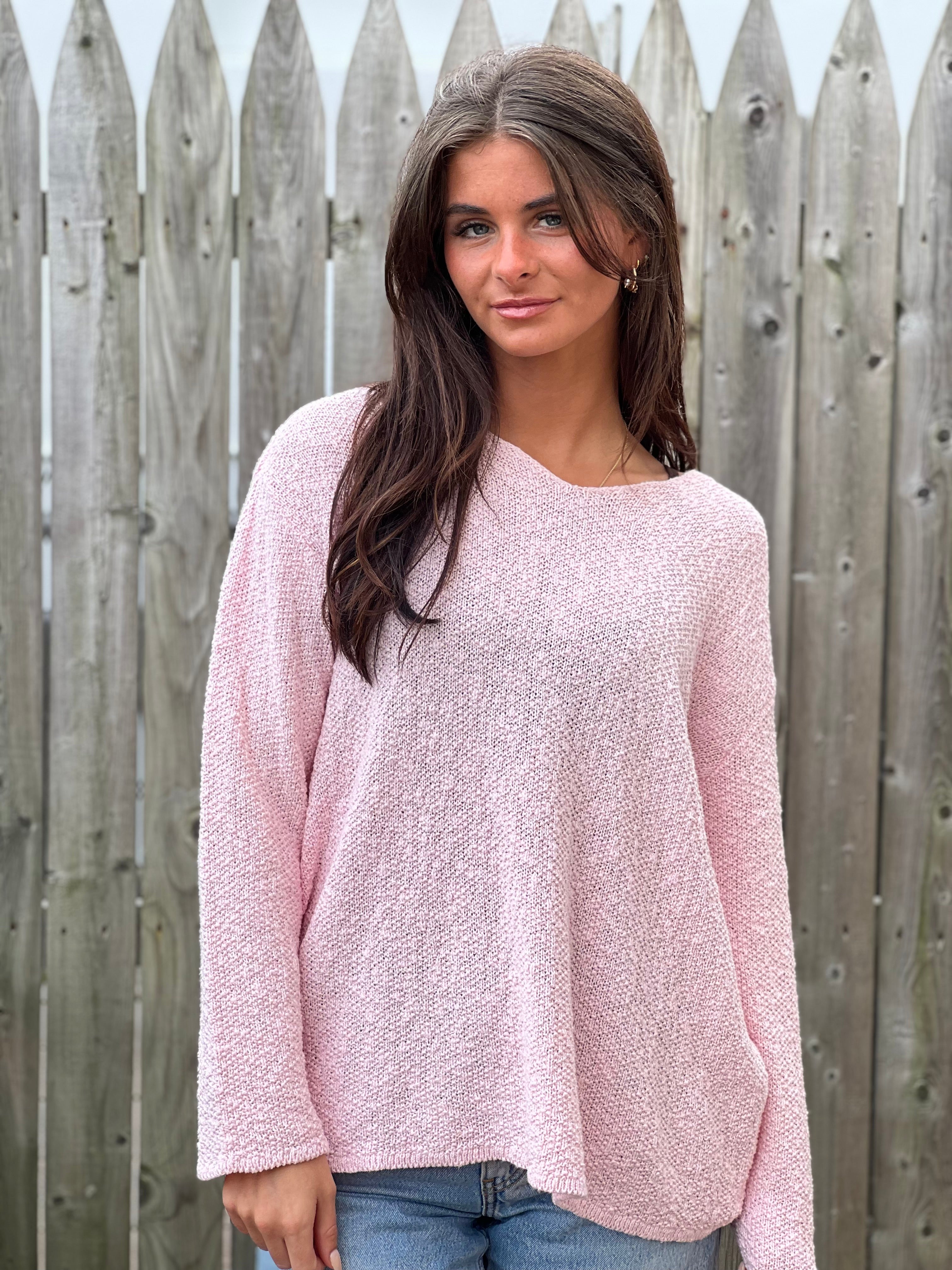 V-Neck Seed Stitch Sweater- Pastel