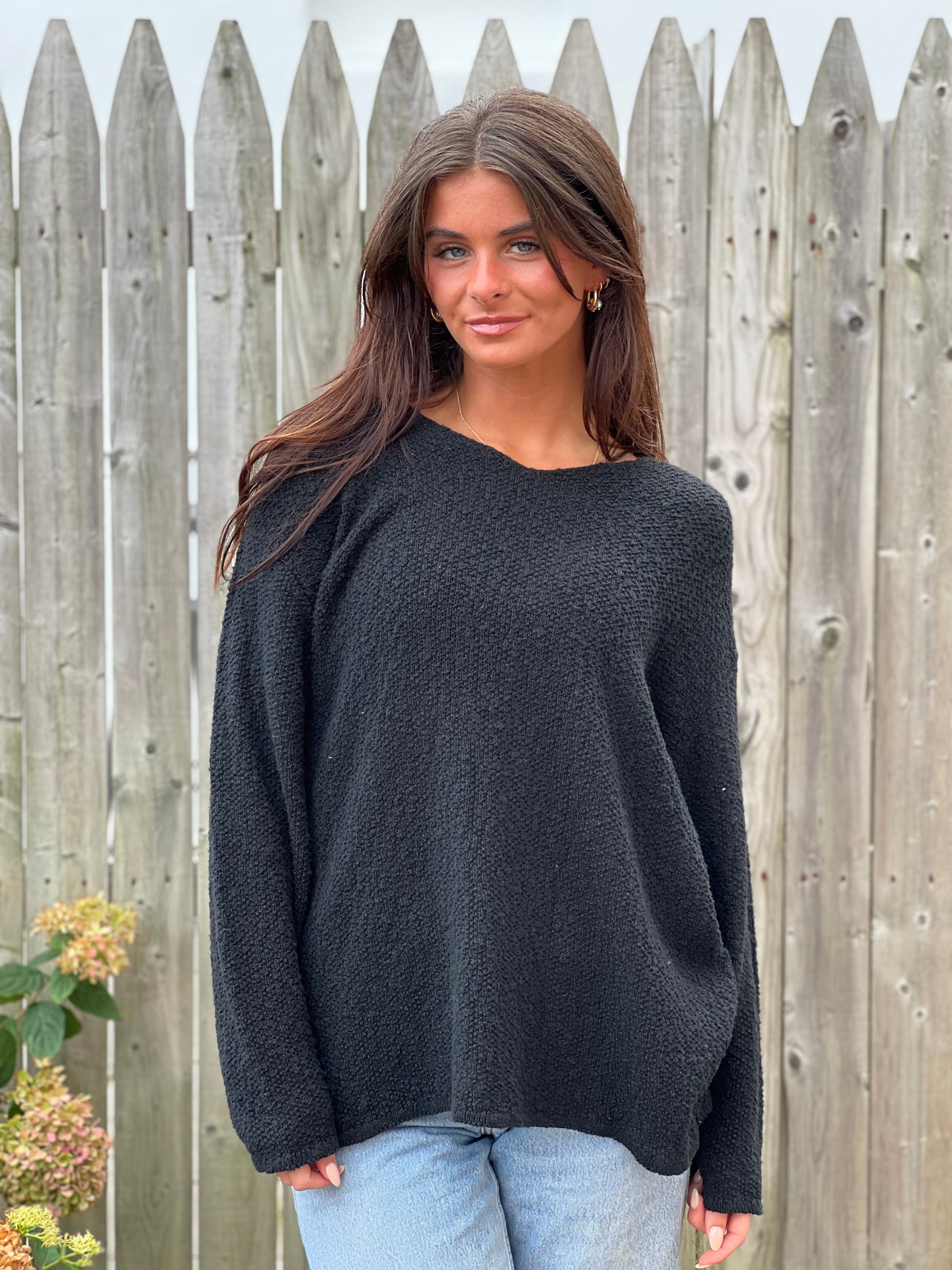 V-Neck Seed Stitch Sweater