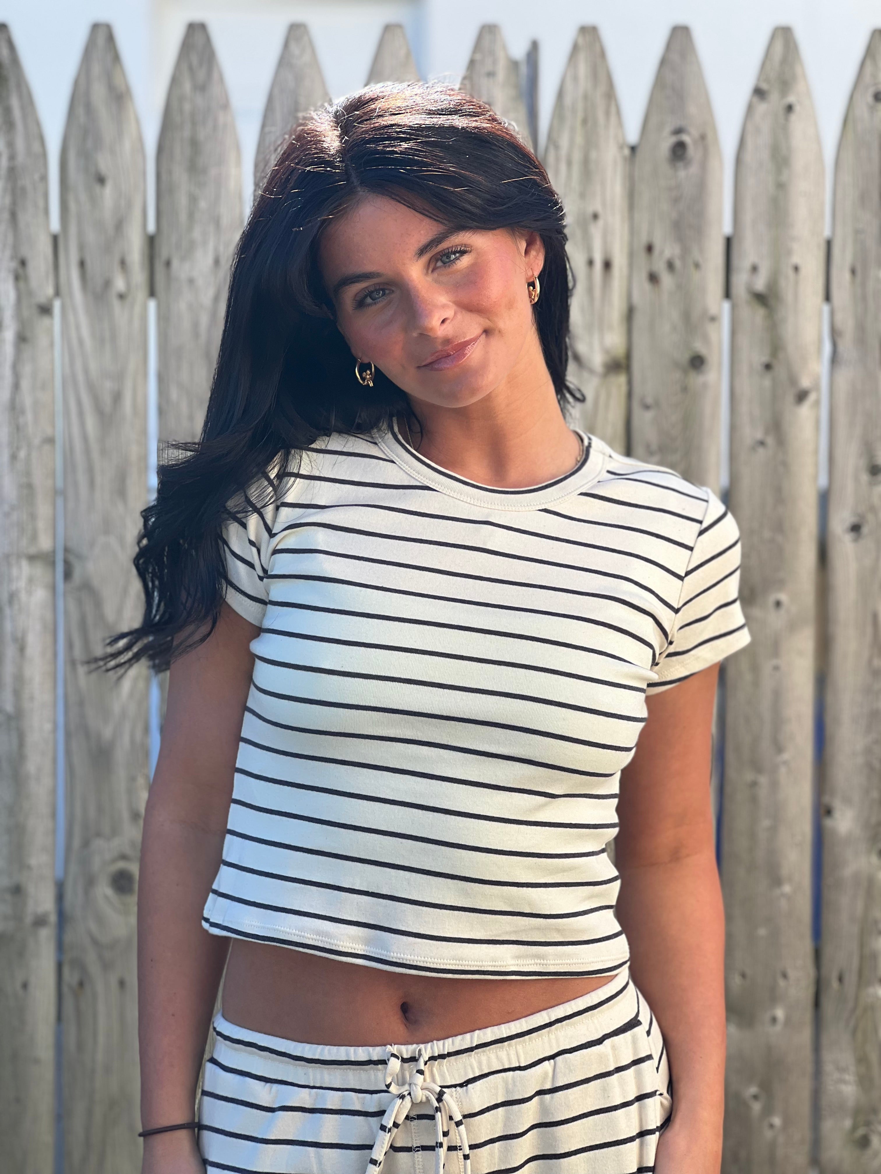 Cropped Stripe T-Shirt