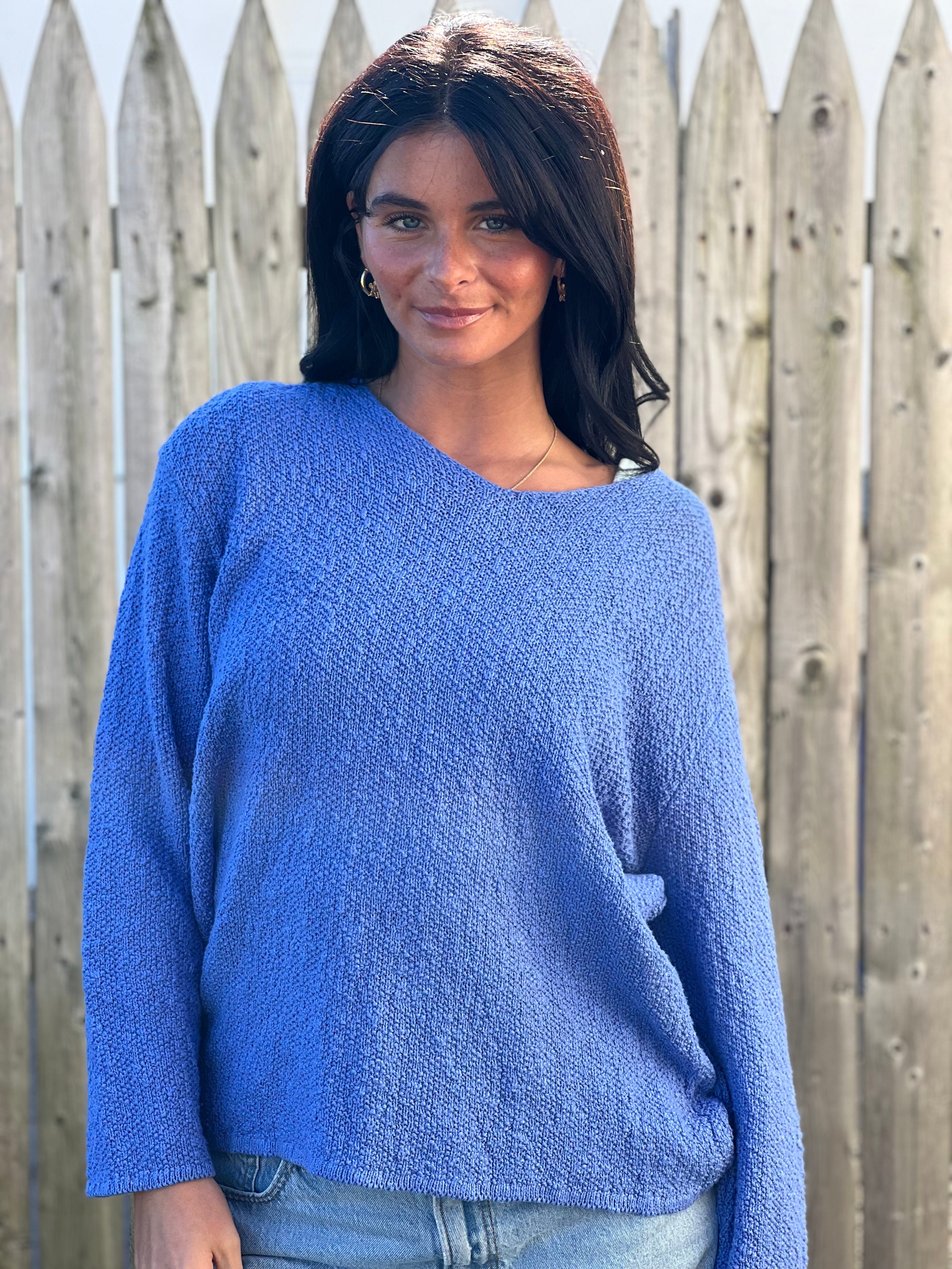 V-Neck Seed Stitch Sweater