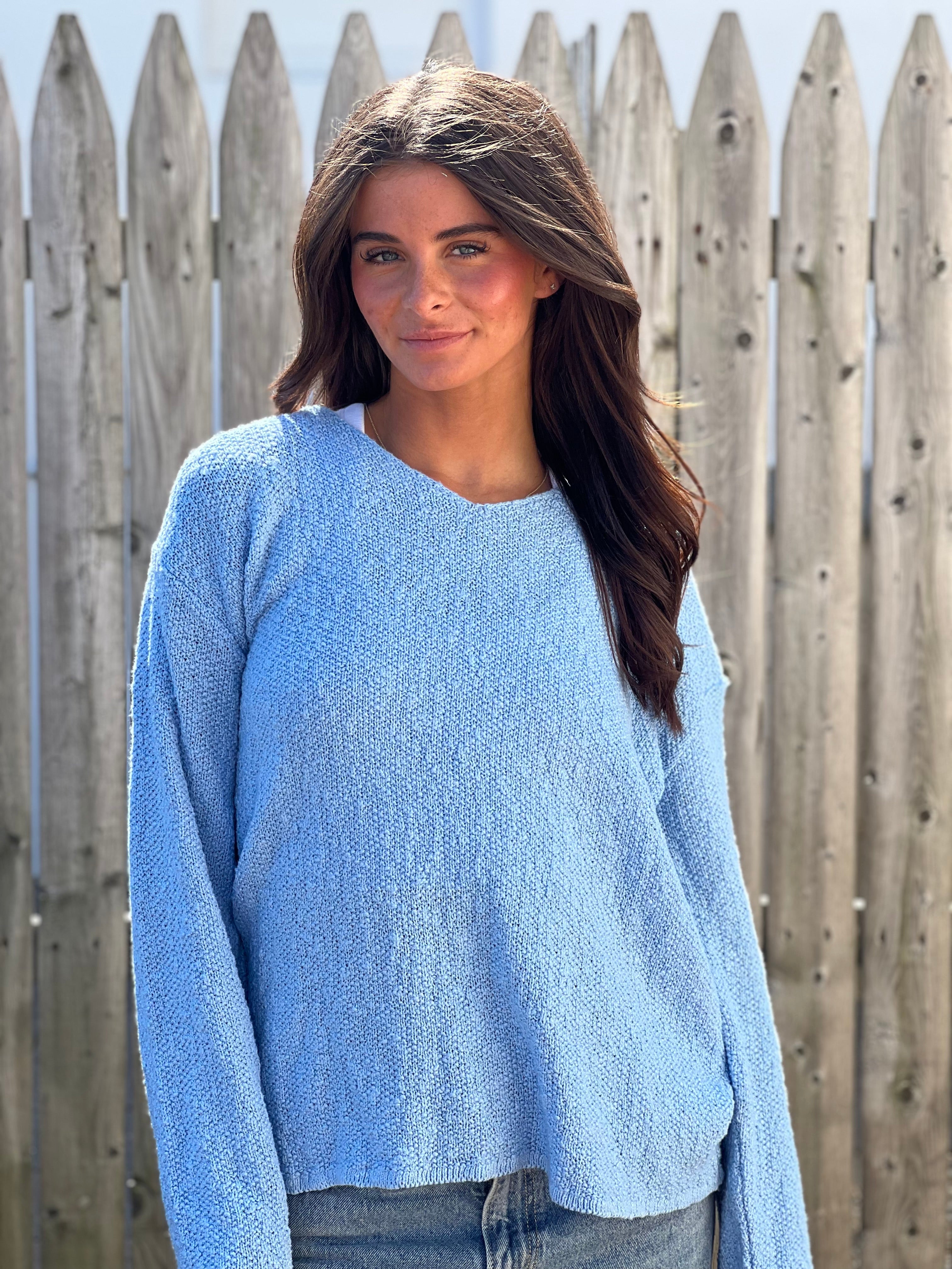 V-Neck Seed Stitch Sweater- Pastel