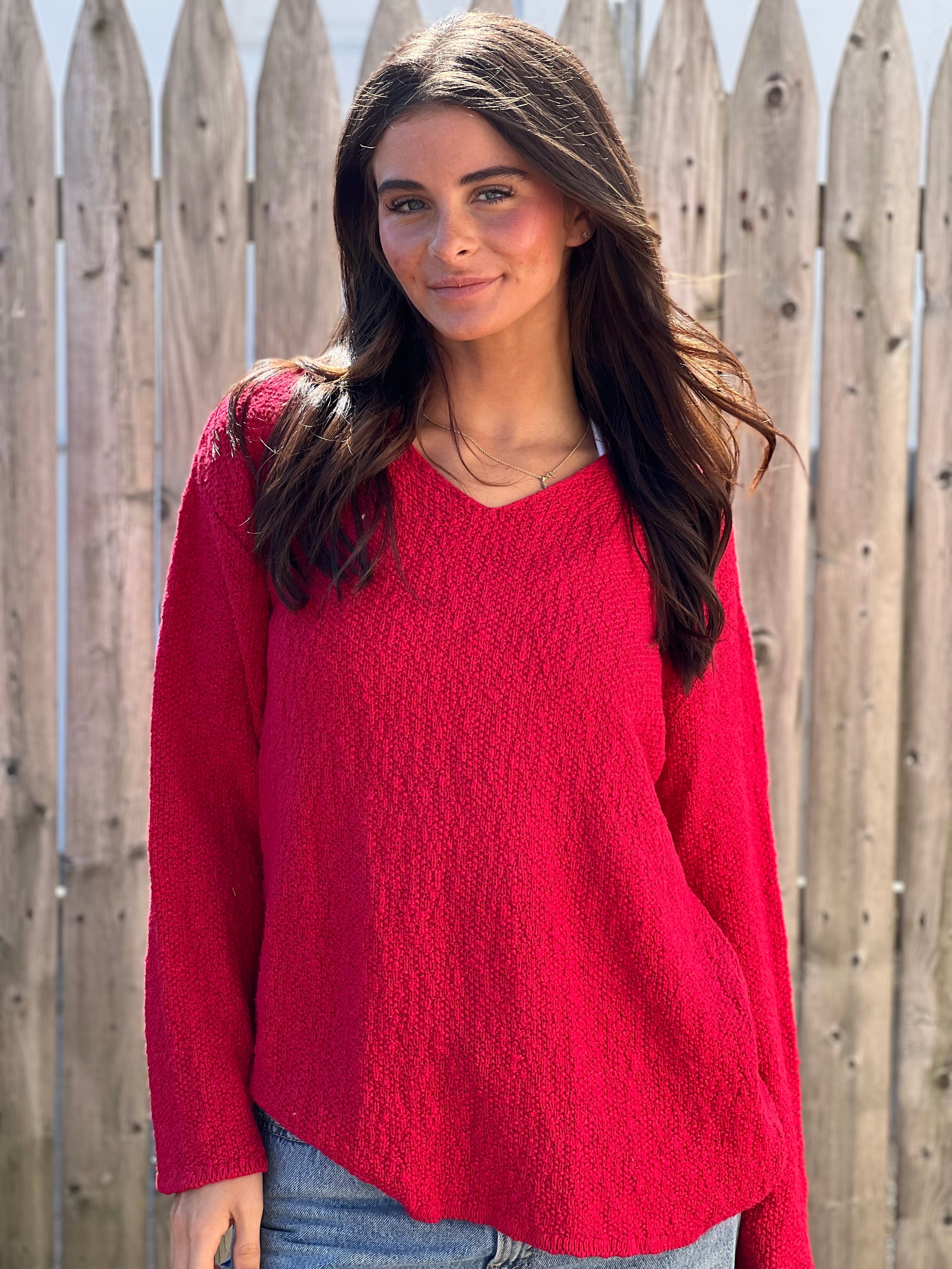 V-Neck Seed Stitch Sweater