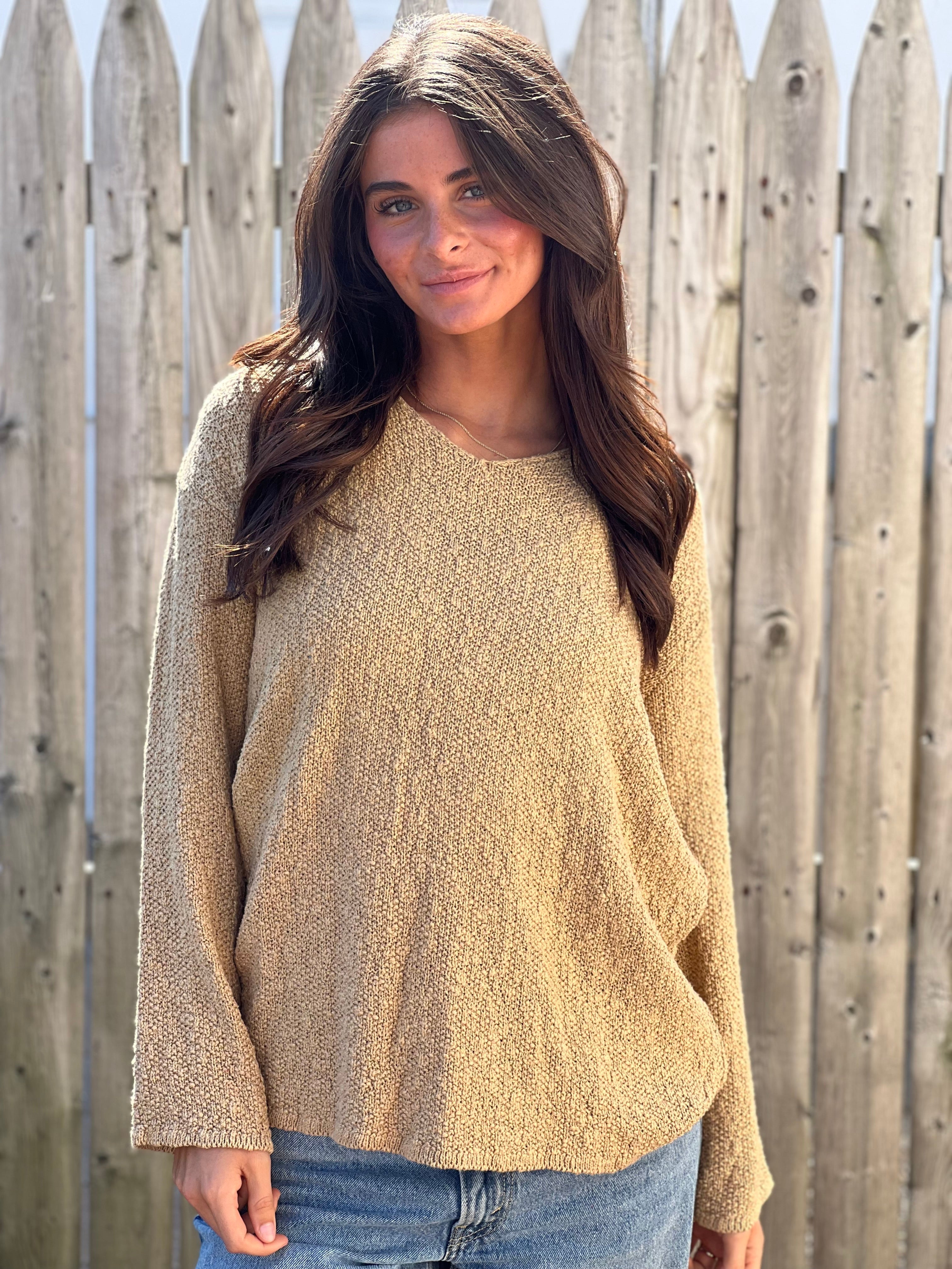 V-Neck Seed Stitch Sweater