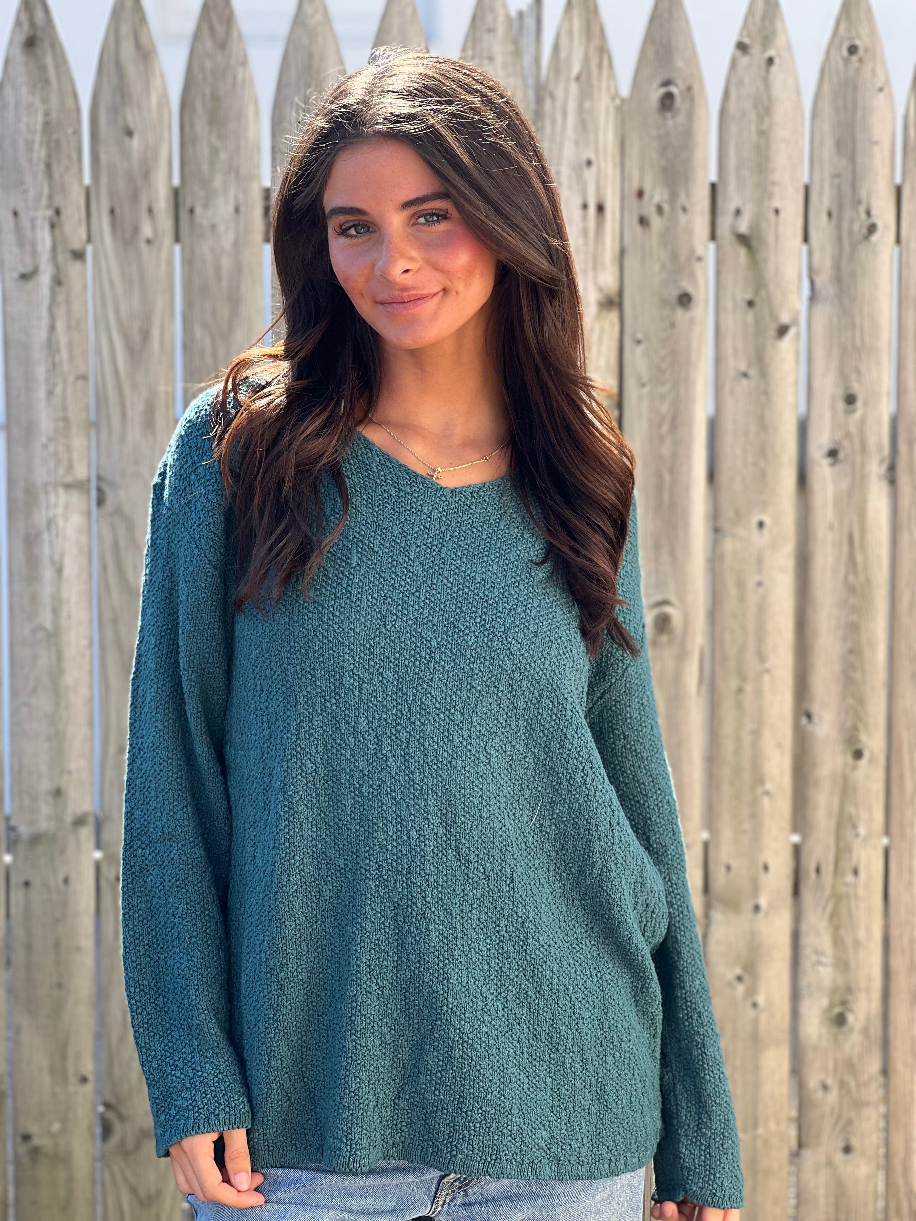 V-Neck Seed Stitch Sweater
