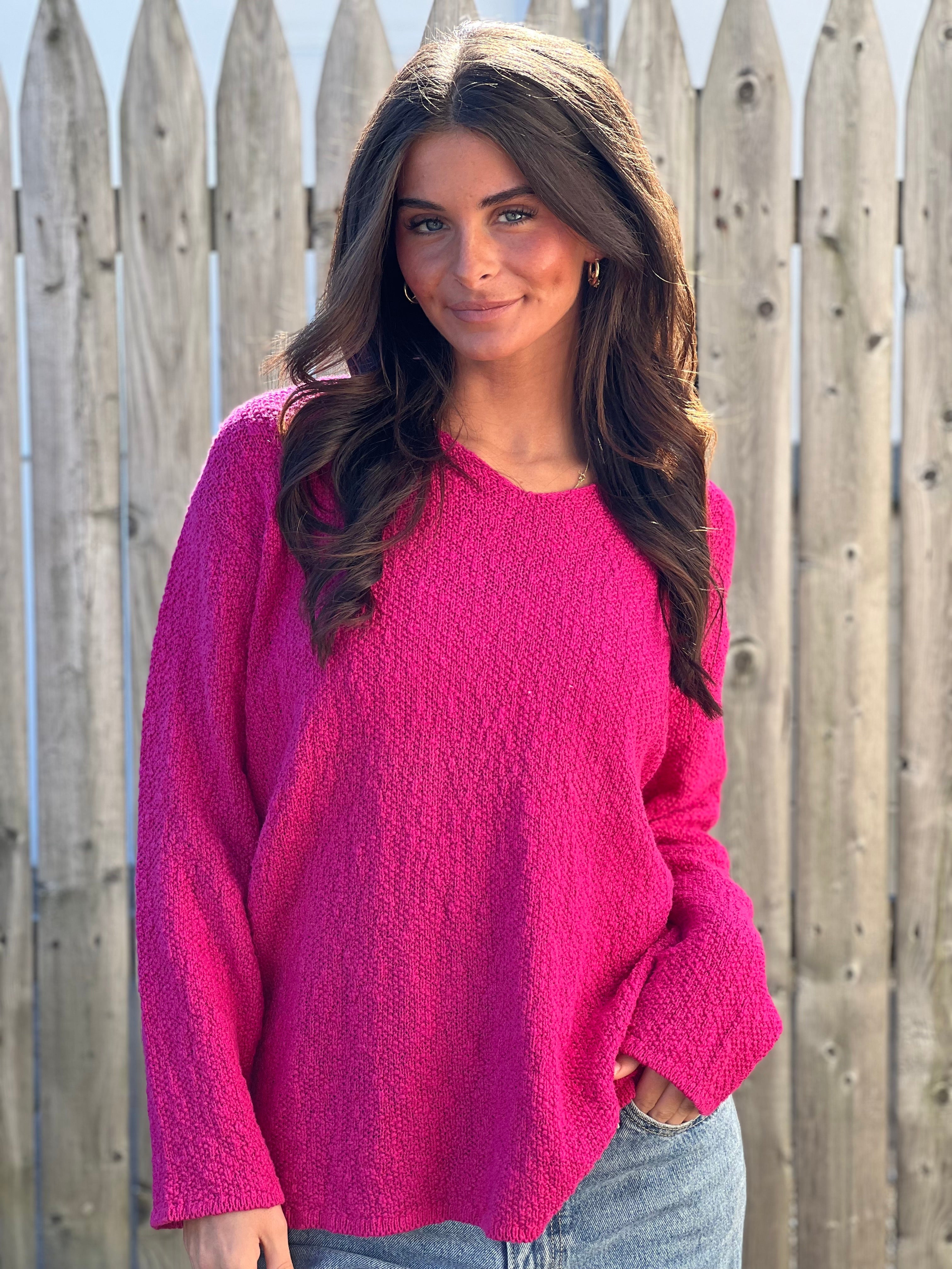 V-Neck Seed Stitch Sweater