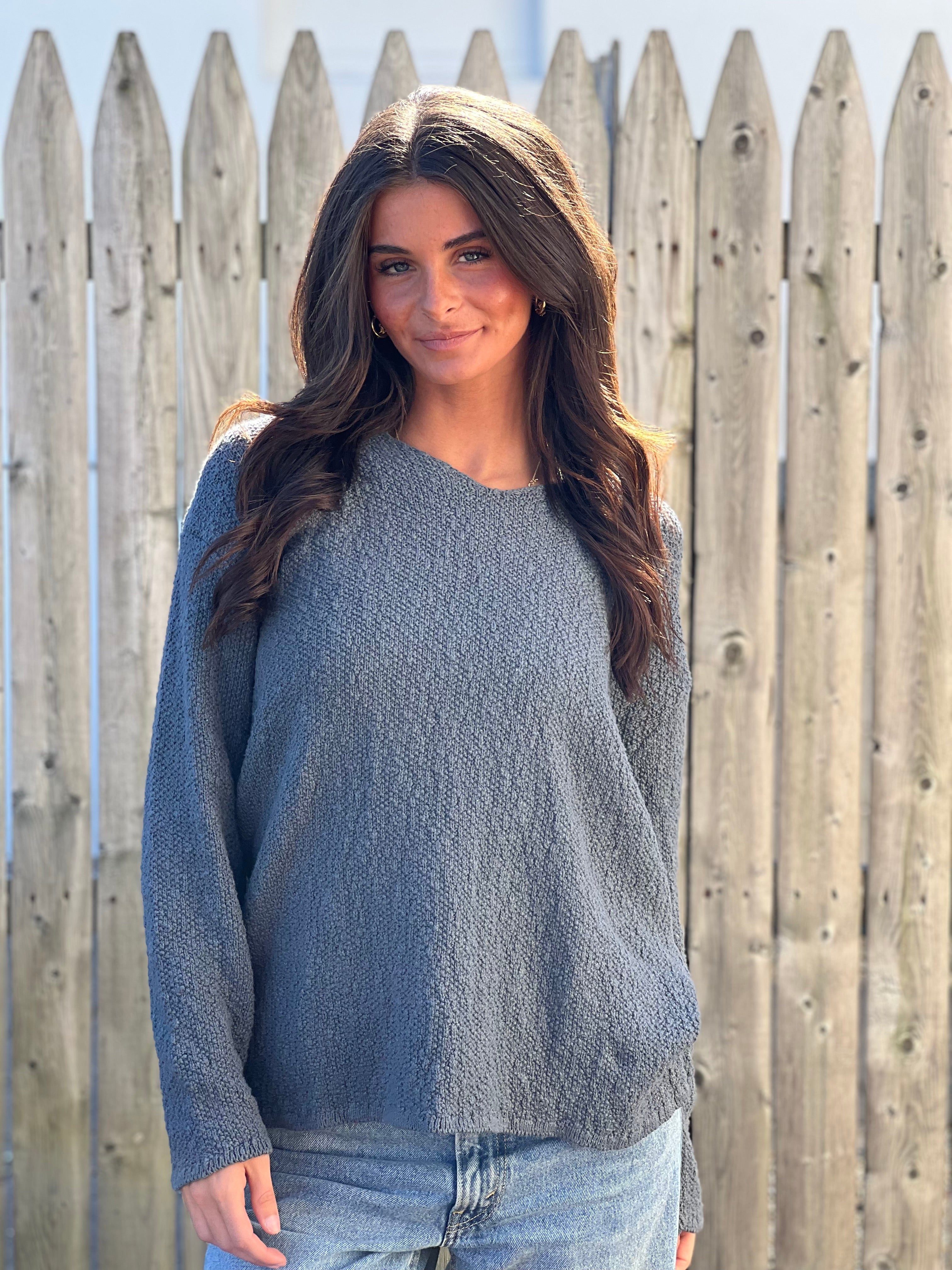 V-Neck Seed Stitch Sweater