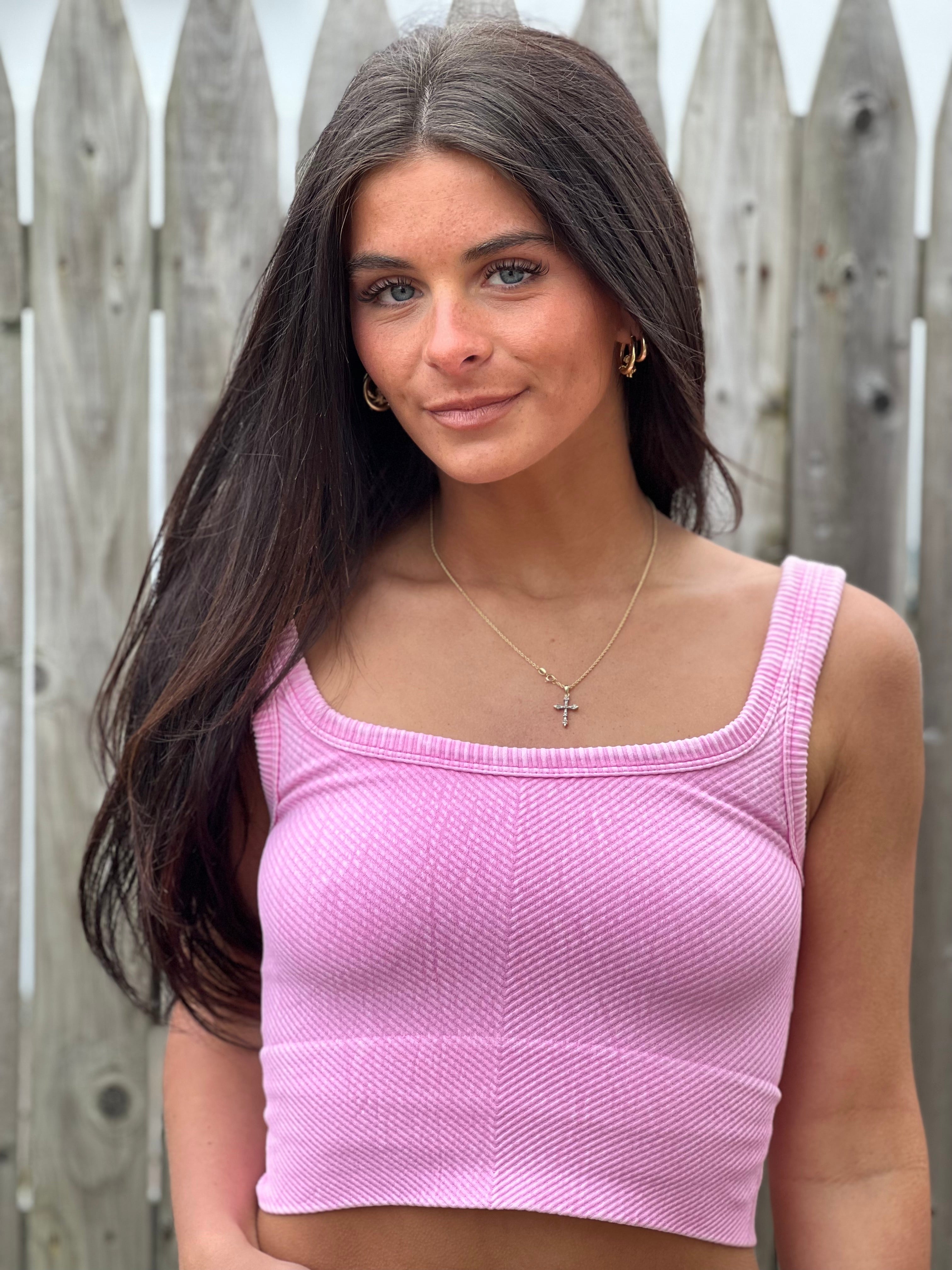 Vintage Chevron Rib Crop Tank