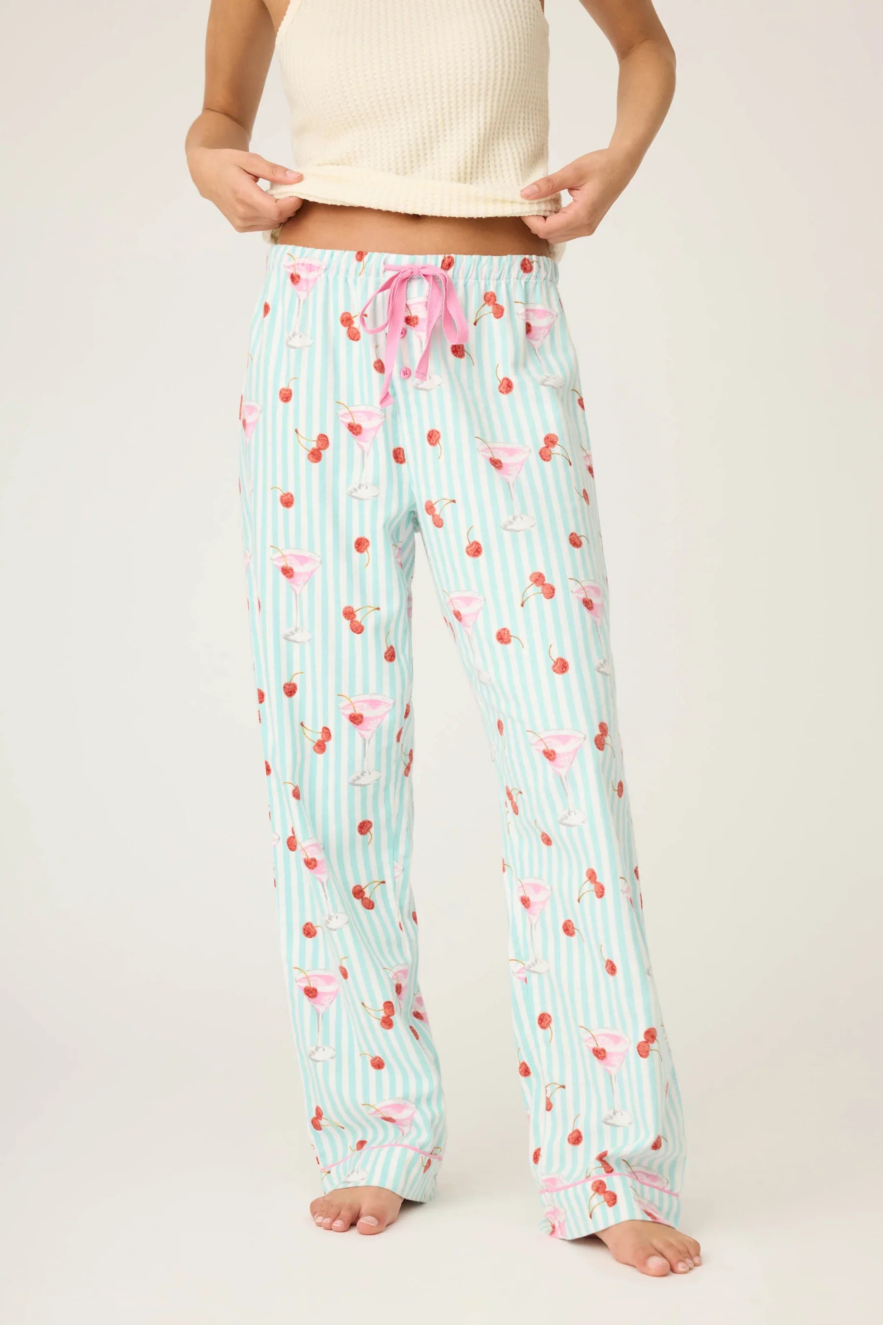 PJ Salvage Flannel Cherry Print Pants